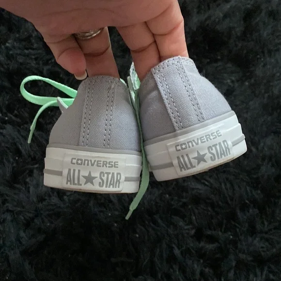 Light Gray and Mint Double Tongue Converse - Picture 5 of 7